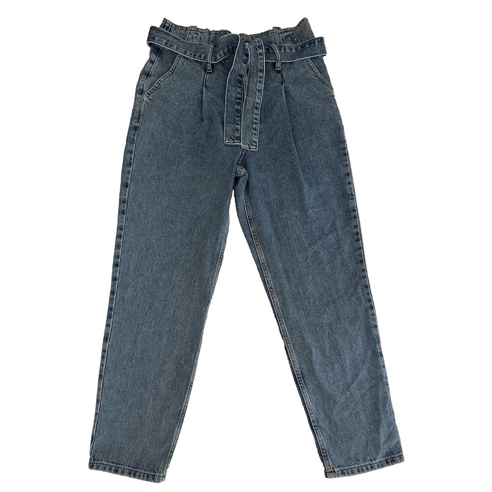 Topshop Pleated Belted High Rise VTG 90s/Y2K Paperbag Waist Mom Jeans Size 29